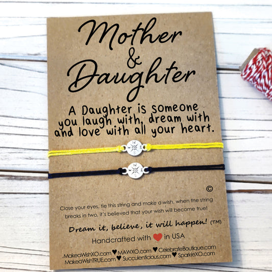 Mother Daughter Bracelet ‖ A Daughter is Someone to Laugh With Quote ‖ Wish Bracelet ‖ Friendship Bracelet ‖ Bracelet & Anklet with Macrame' Closure