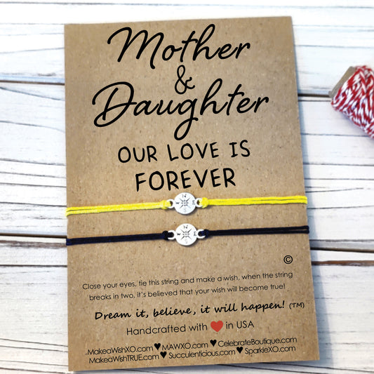 Mother Daughter Bracelet ‖ Our Love is Forever Quote ‖ Wish Bracelet ‖ Friendship Bracelet ‖ Bracelet & Anklet with Macrame' Closure