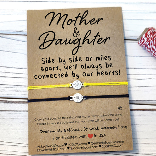 Mother Daughter Bracelet ‖ Side by Side Quote ‖ Wish Bracelet ‖ Friendship Bracelet ‖ Bracelet & Anklet with Macrame' Closure