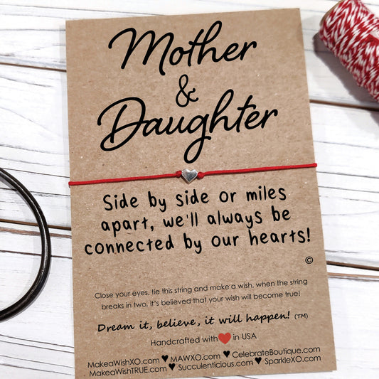 Mother Daughter Bracelet ‖ Side by Side Quote ‖ Wish Bracelet ‖ Friendship Bracelet ‖ Bracelet & Anklet with Macrame' Closure