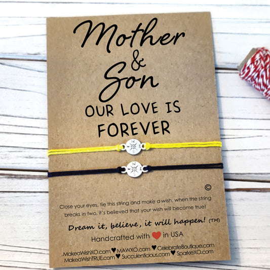 Mother Son Bracelet ‖ Our Love is Forever Wish Bracelet ‖ Friendship Bracelet ‖ Bracelet & Anklet with Macrame' Closure