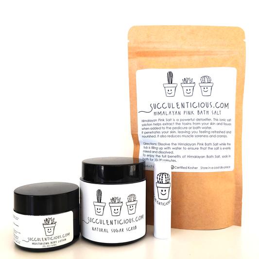 Spa Set + Build your Box Add On + Himalayan Pink Bath Salt +Body Lotion + Natural Vanilla Sugar Scrub + Moisturizing Lip Balm